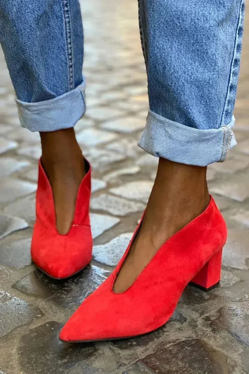 Rebecca | Pointed Block Heel Pumps