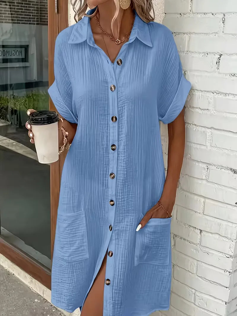 Shirt Dress with Short Sleeves