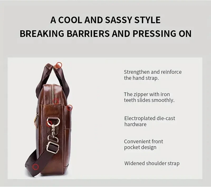 Tyler - Classic Leather Crossbody Briefcase