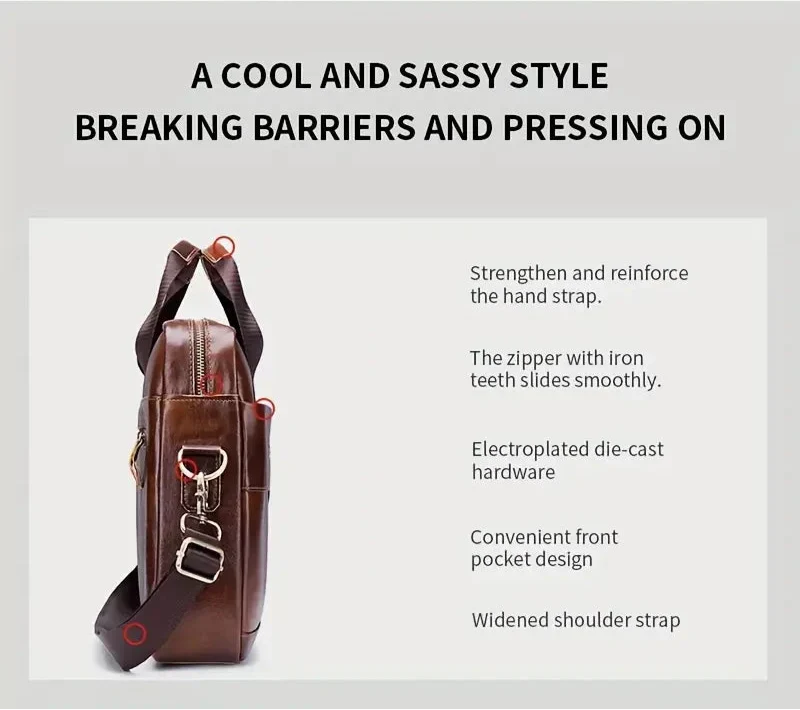 Tyler - Classic Leather Crossbody Briefcase