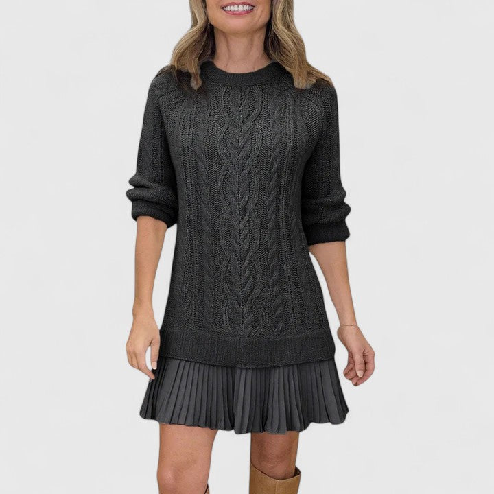 Olwyn | Cable Knit Ruffle Hem Dress