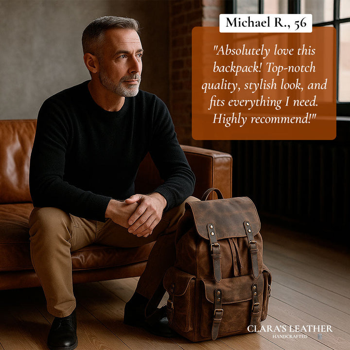 James - Classic Canvas and Leather Backpack