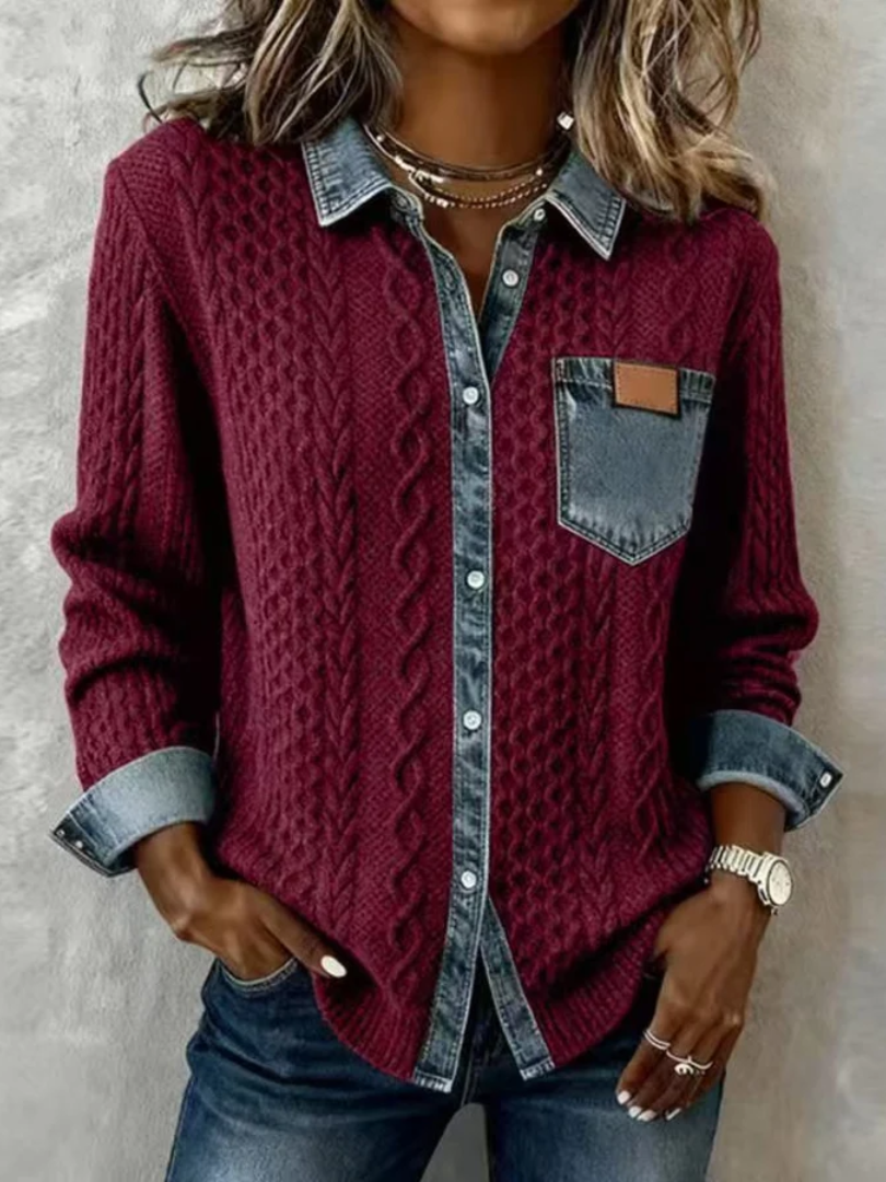 Simone™ | Denim Patchwork Shirt