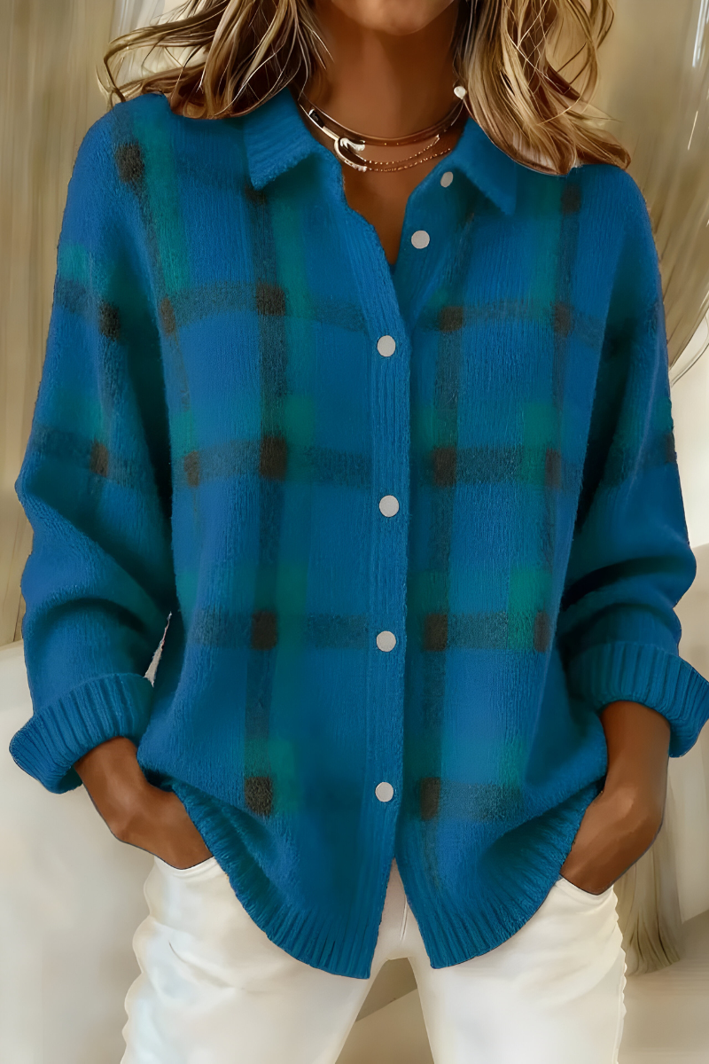 Anna™ | Soft Knit Plaid Cardigan