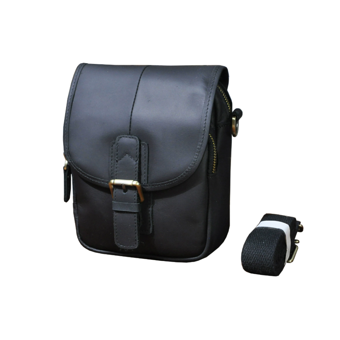 Luke - Sleek Leather Crossbody Pouch with Buckle Closure