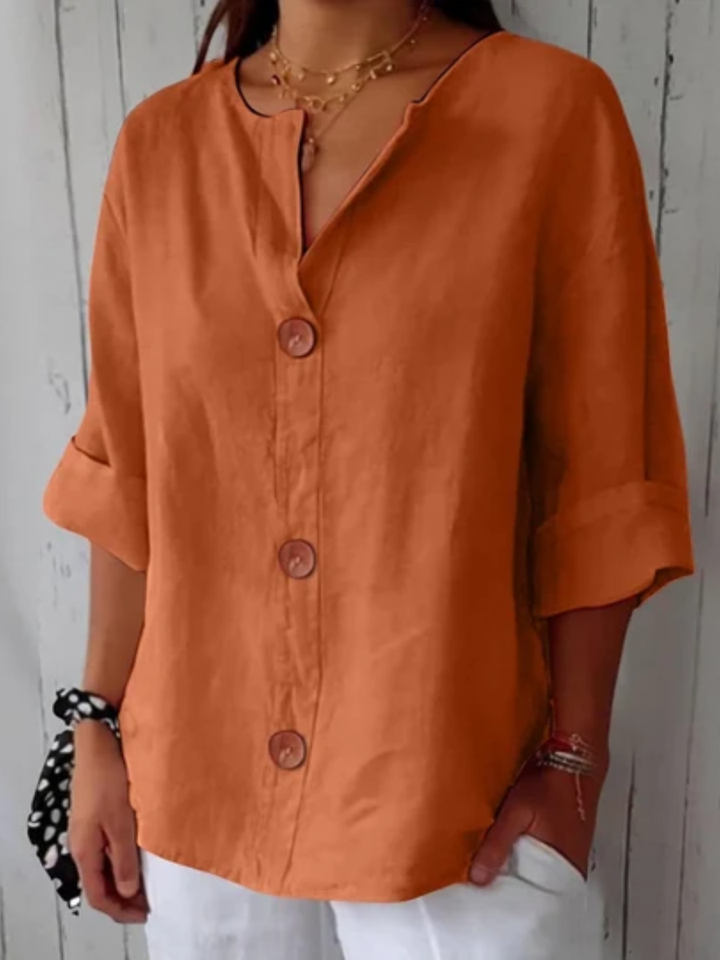 Roxette™ | Classic Relaxed Button Front Blouse