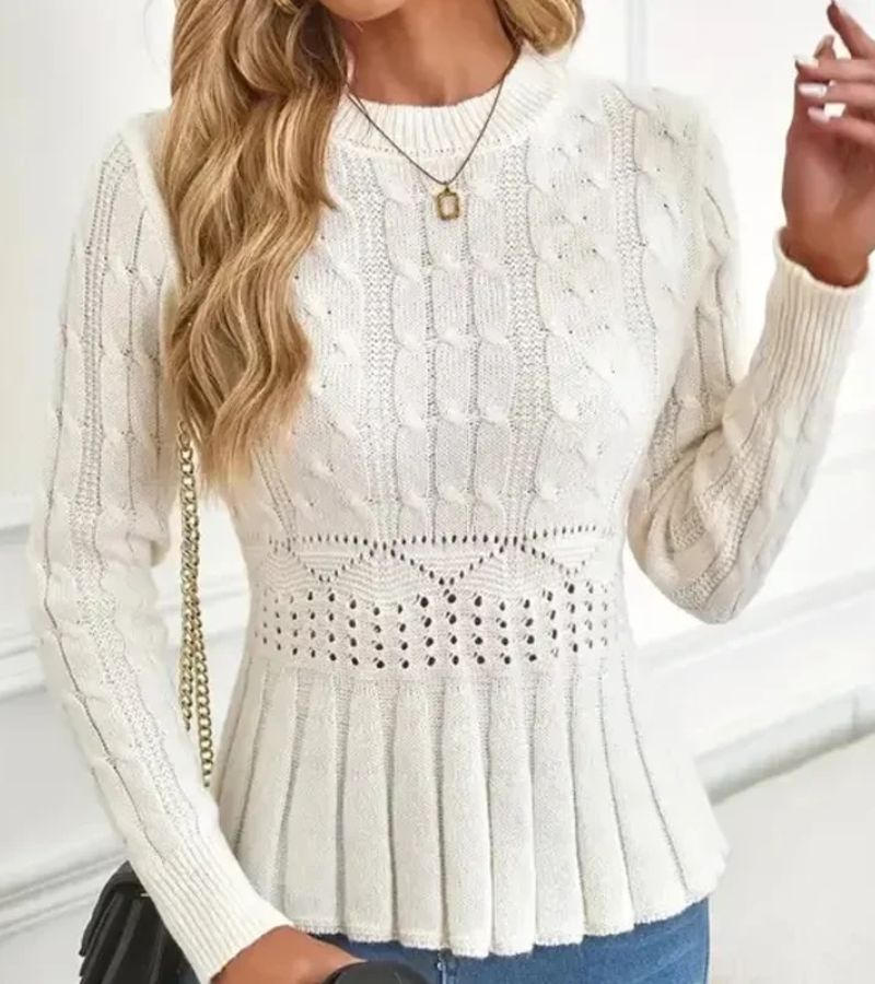 Gretchen | Cable Knit Peplum Sweater