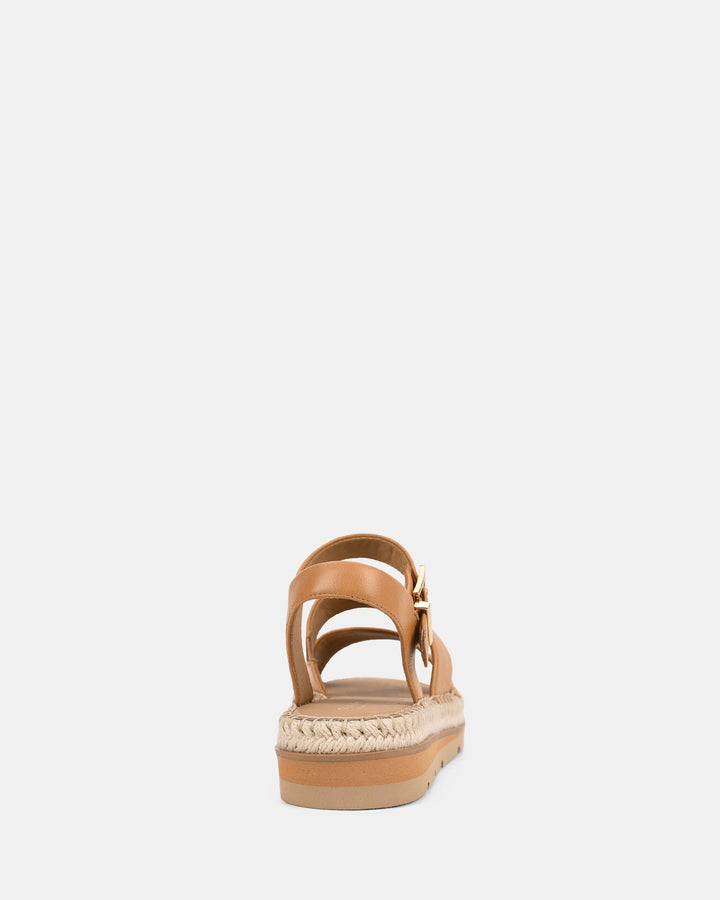 Casual Caramel Women's Sandals with Adjustable Buckle