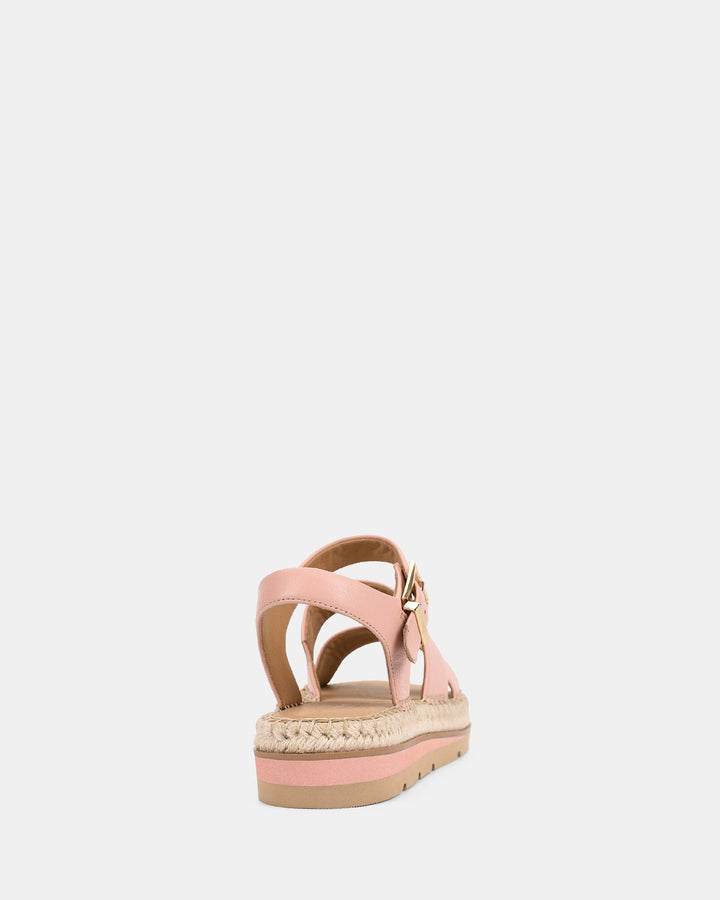 Summer Women's Pink Sandals with Wide Straps and Espadrille Sole