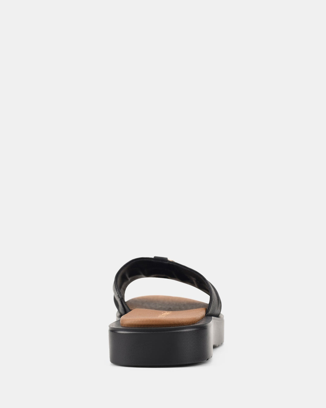 Women's Black Sandals with Wavy Sole and Gold Buckle