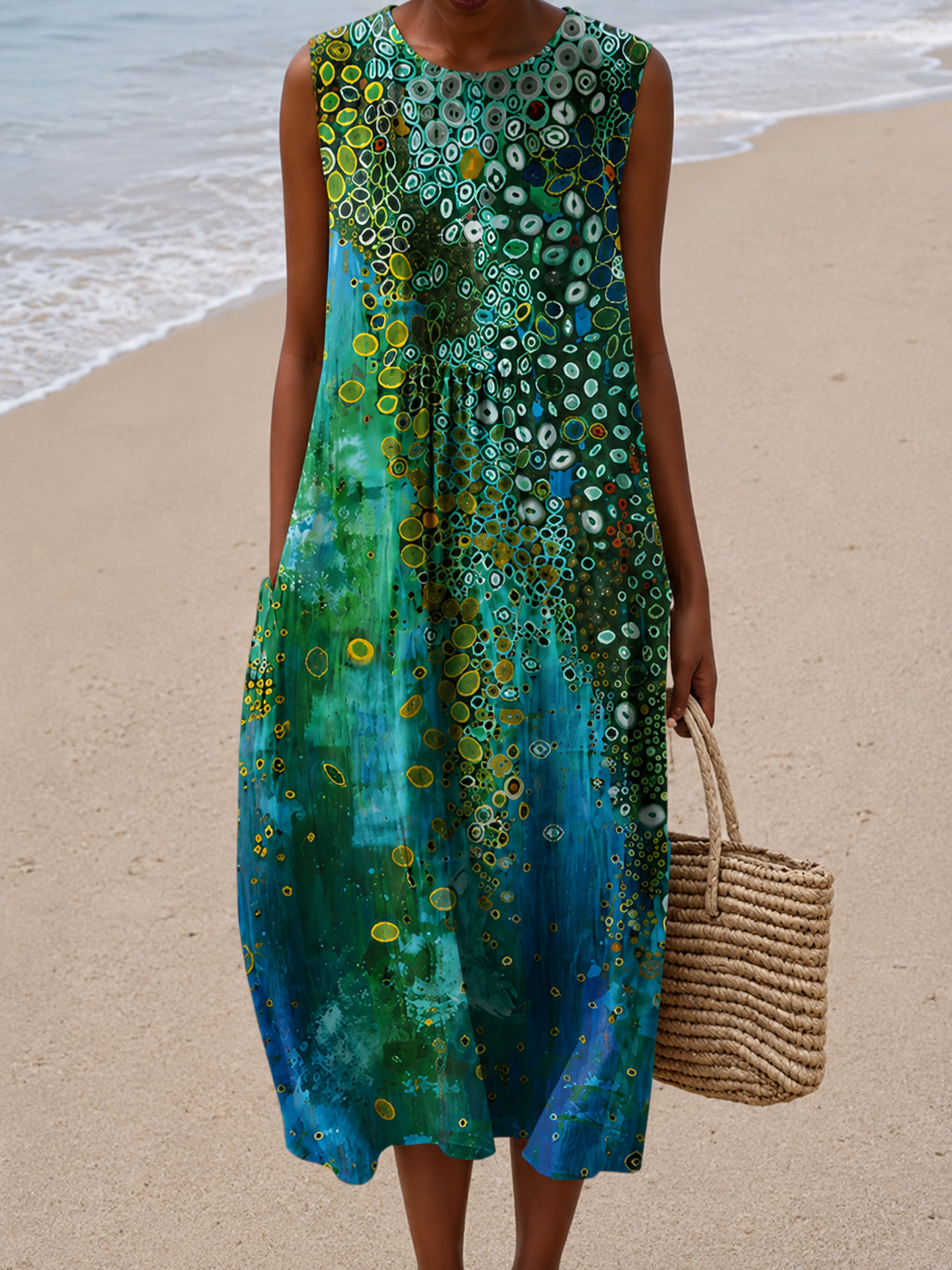 Isolde | Artful Sleeveless Midi Dress