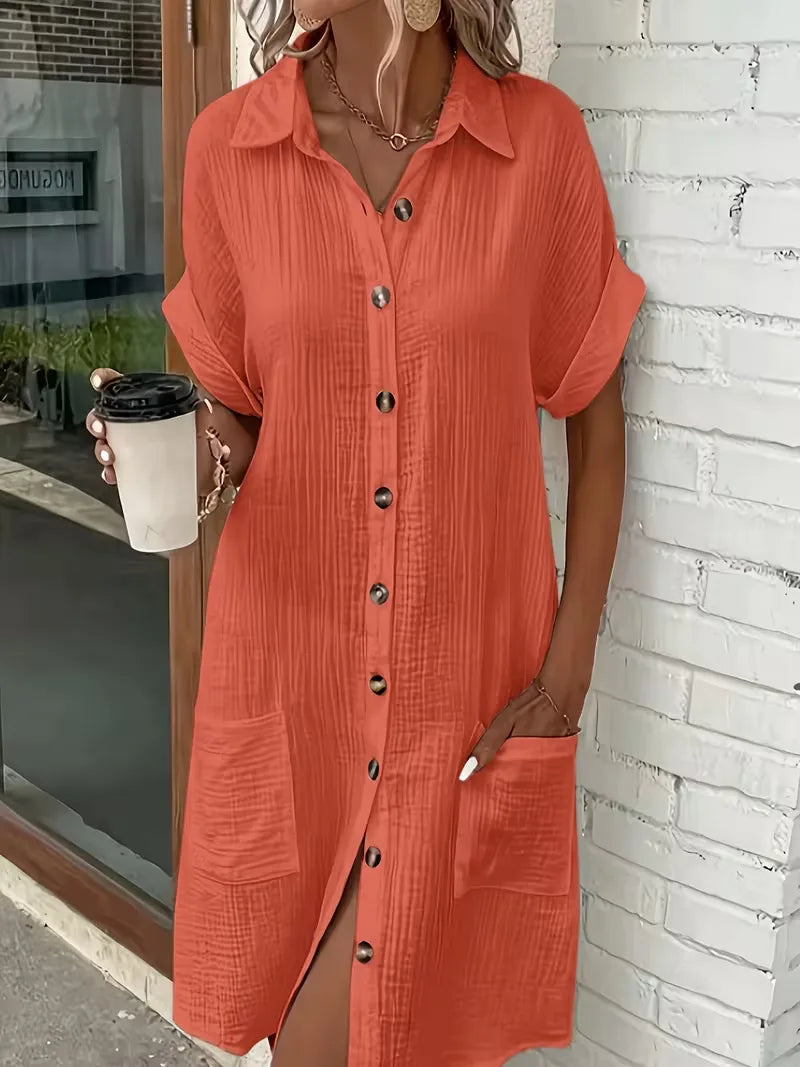 Shirt Dress with Short Sleeves