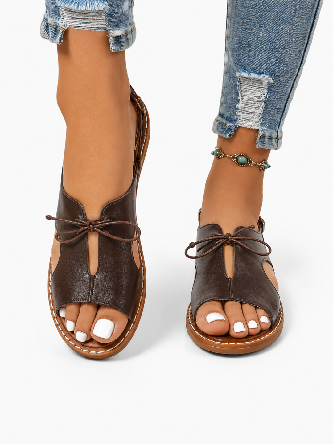 Audrey™ | Elegant Leather Lace Up Sandals