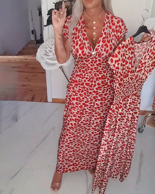 Liona | Elegant Leopard Print Dress with V-Neck
