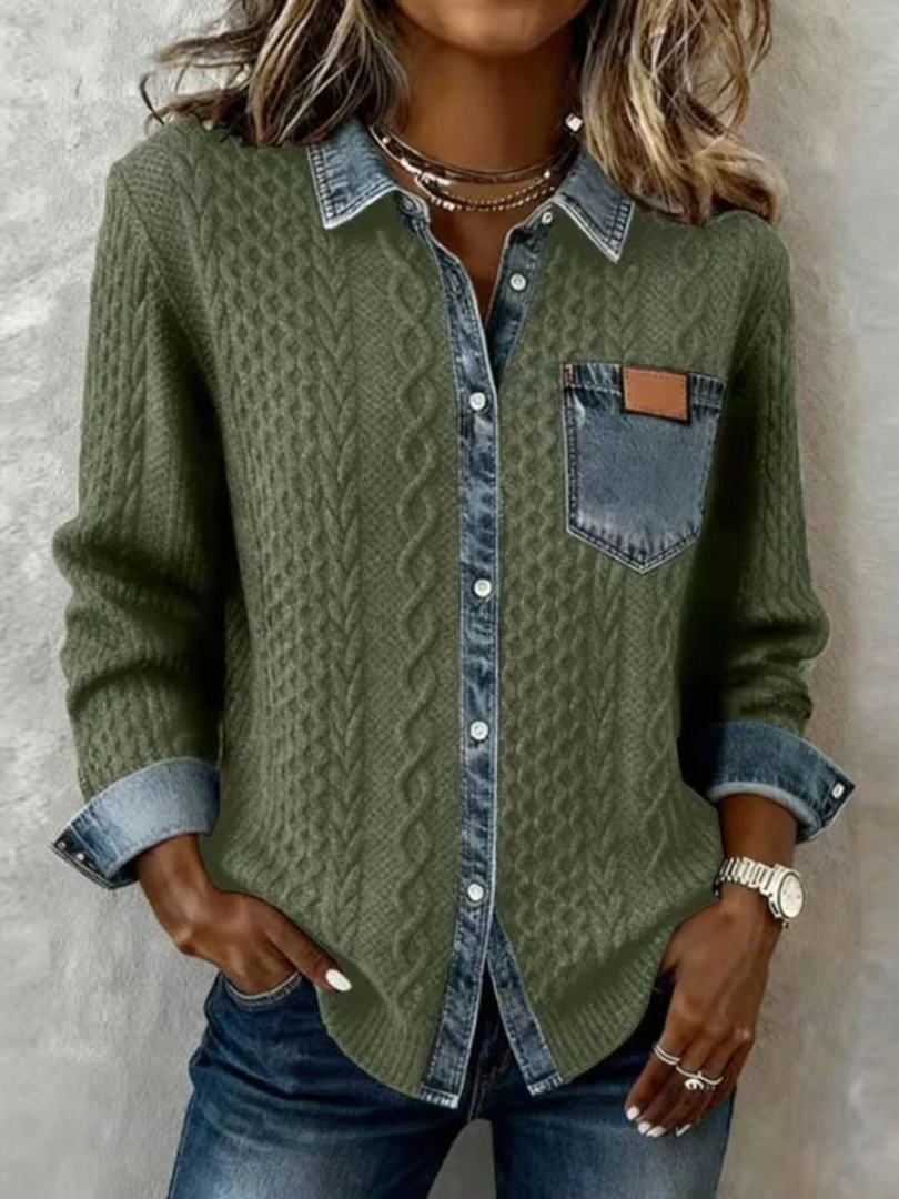 Simone™ | Denim Patchwork Shirt