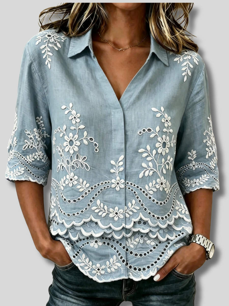 Elara™ | Casual Everyday Embroidered Blouse