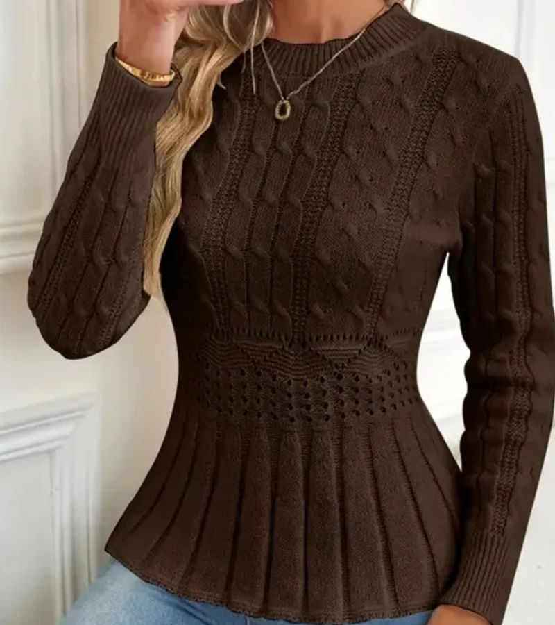 Gretchen | Cable Knit Peplum Sweater