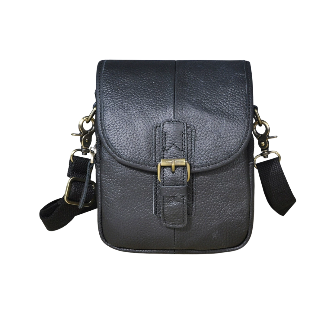 Luke - Sleek Leather Crossbody Pouch with Buckle Closure