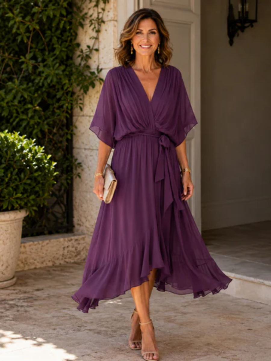 Monica™ | Elegant V-Neck Dress