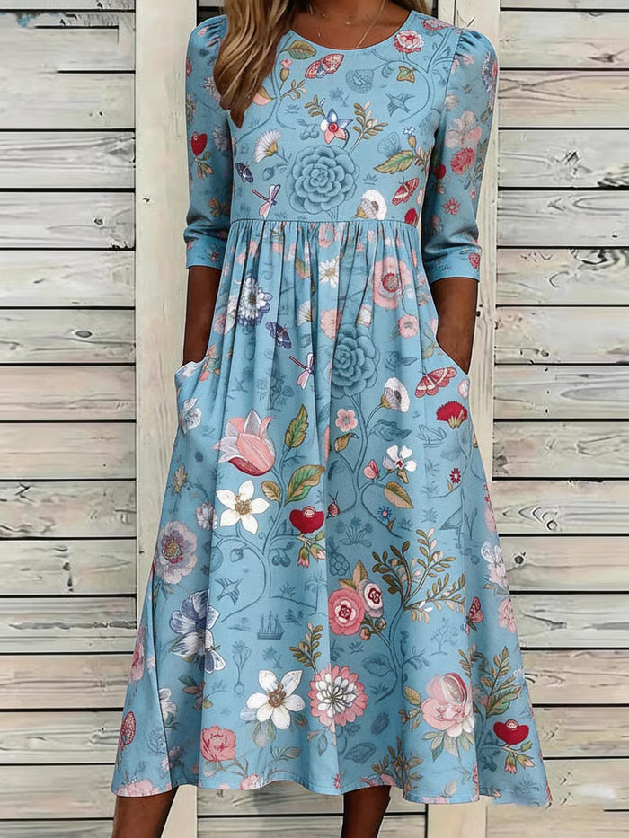 Louise™ | Vintage Floral Art Print Dress