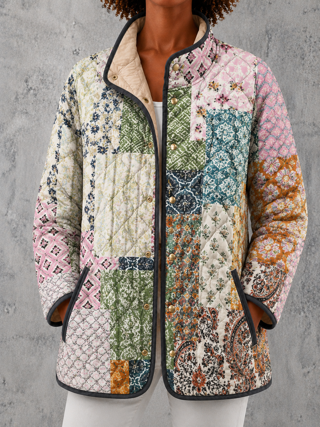 Suri | Casual Floral Print Quilted Jacket