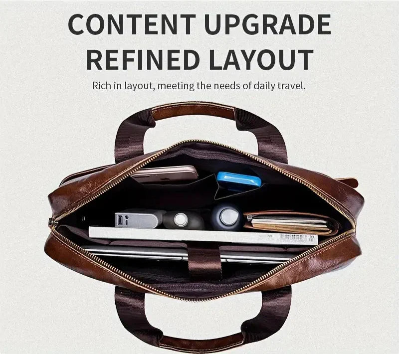 Tyler - Classic Leather Crossbody Briefcase