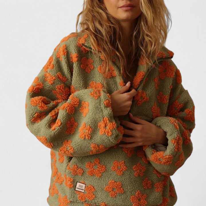 Ceri | Floral Fleece Quarter-Zip