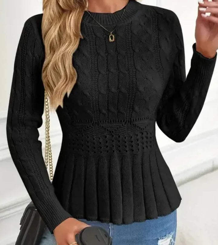 Gretchen | Cable Knit Peplum Sweater