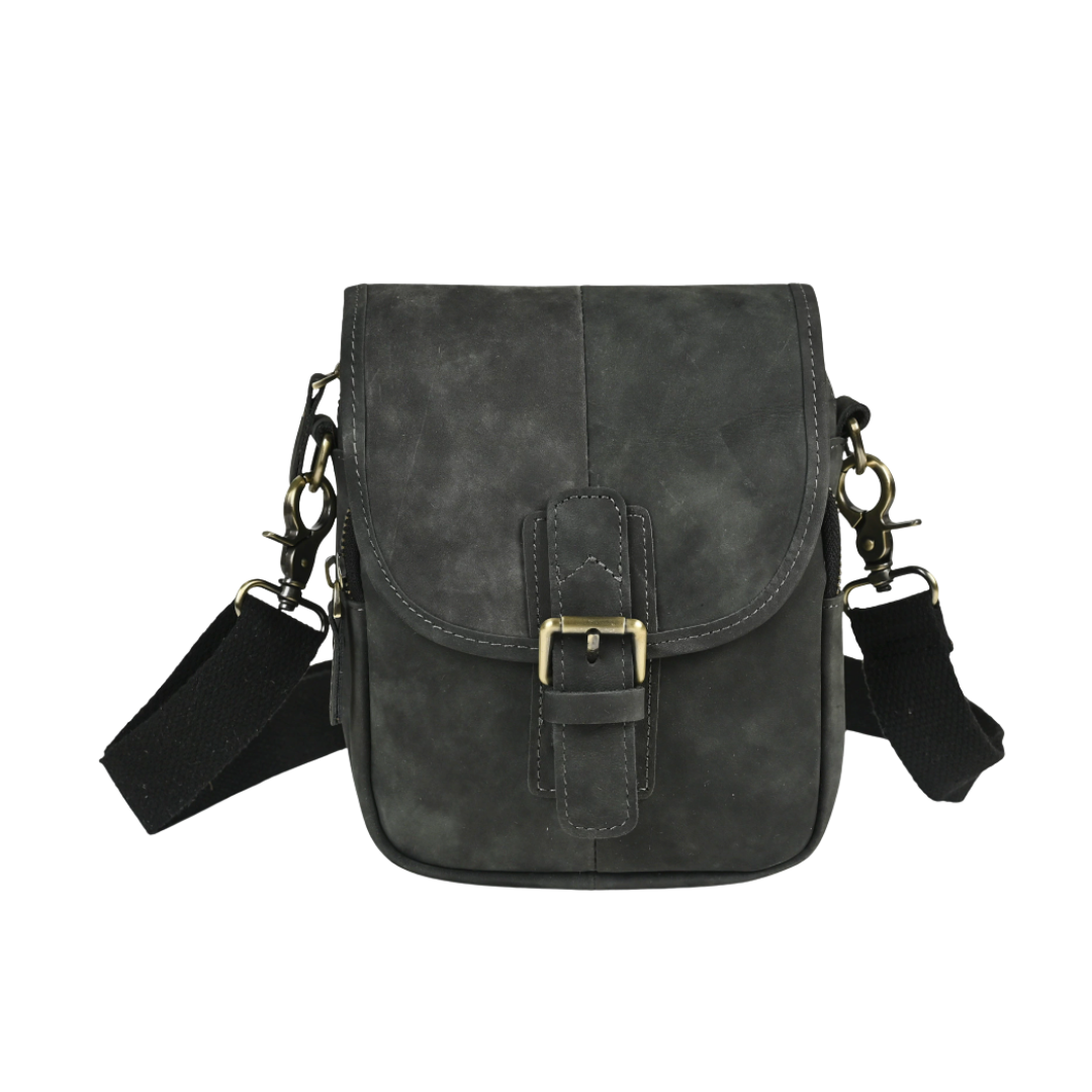 Luke - Sleek Leather Crossbody Pouch with Buckle Closure