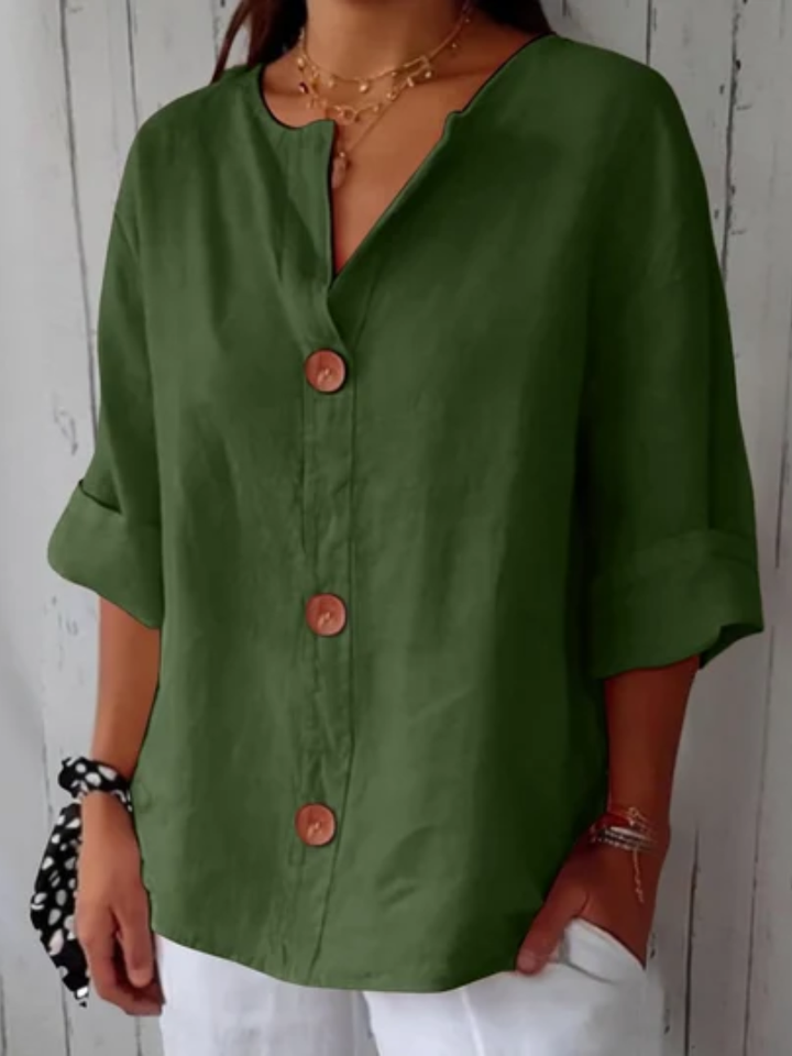 Roxette™ | Classic Relaxed Button Front Blouse