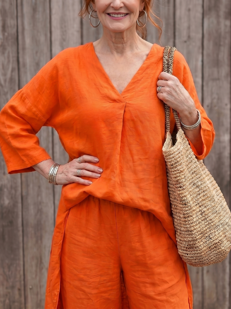Onyx - Loose Tunic Top Wide Leg Pant Set