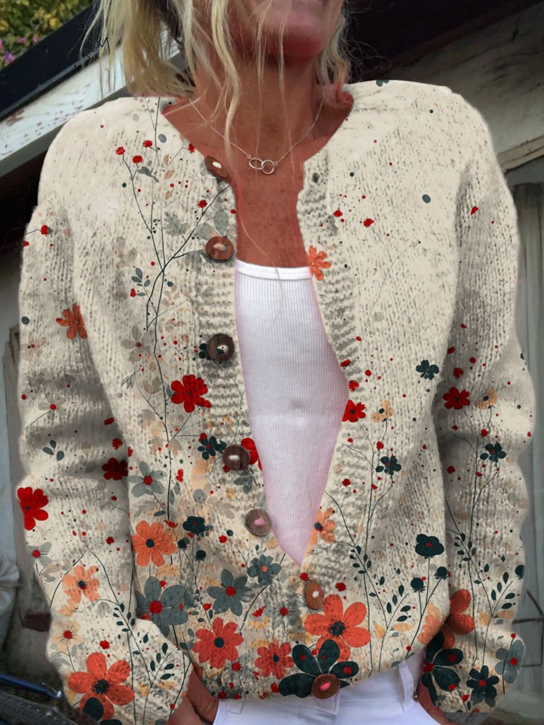 Sybille | Scattered Embroidery Knit Cardigan