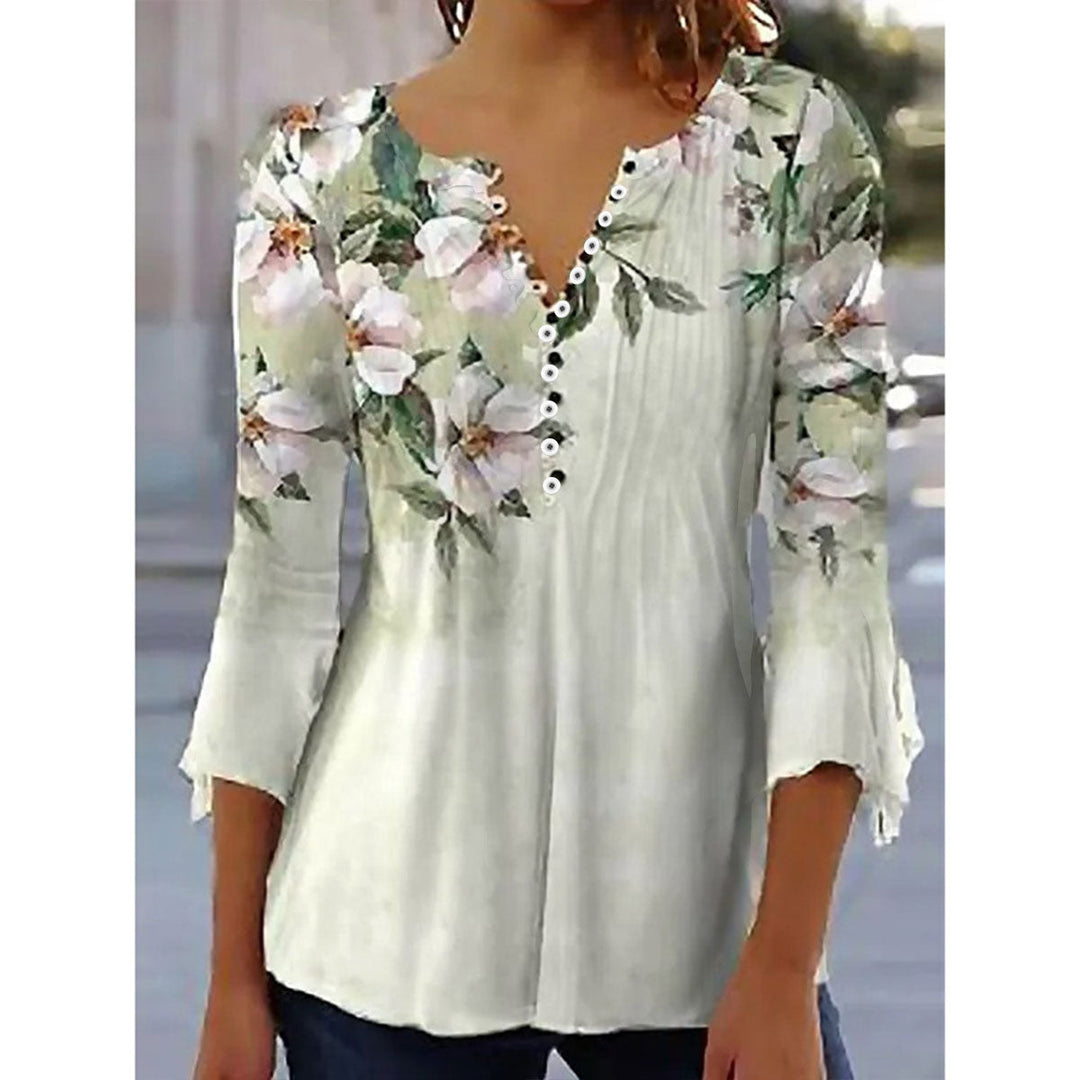 Lucinda™ | Elegant V-Neck Button Blouse