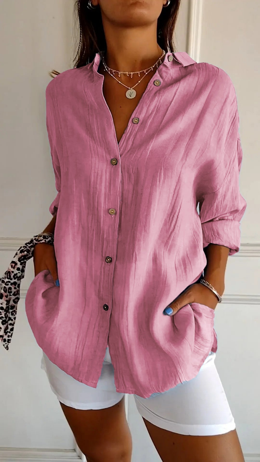 Bea | Women's Linen Oversized Button-Down Collared Shirt