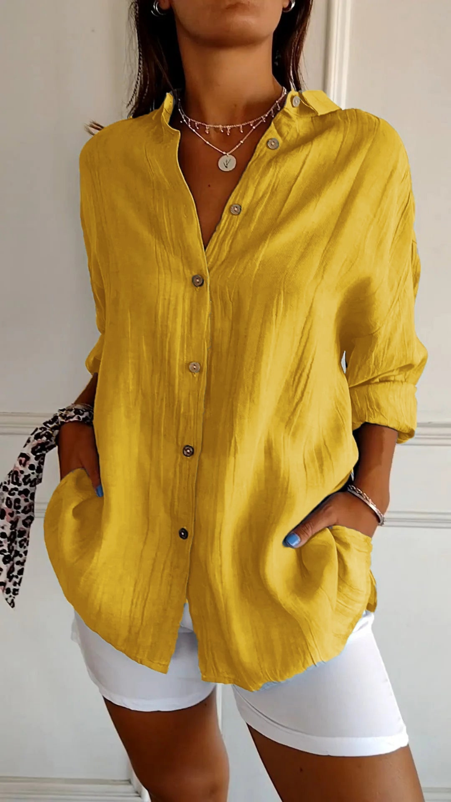Bea | Women's Linen Oversized Button-Down Collared Shirt