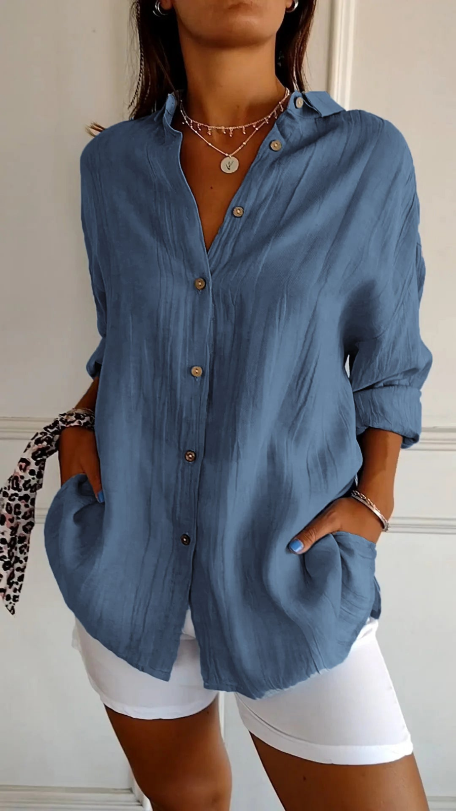Bea | Women's Linen Oversized Button-Down Collared Shirt