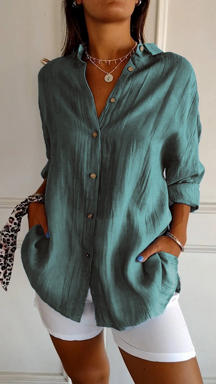 Bea | Women's Linen Oversized Button-Down Collared Shirt