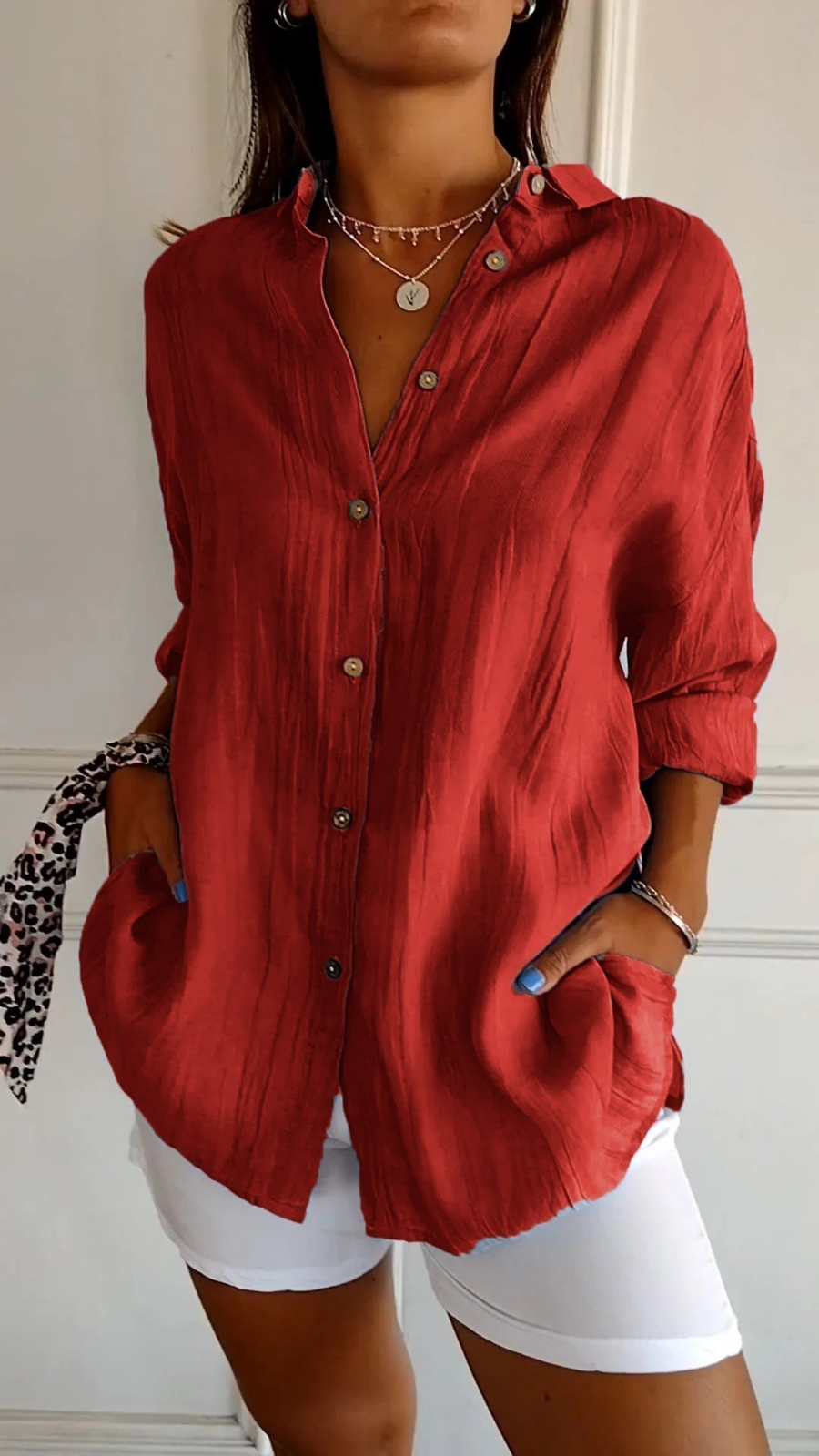 Bea | Women's Linen Oversized Button-Down Collared Shirt
