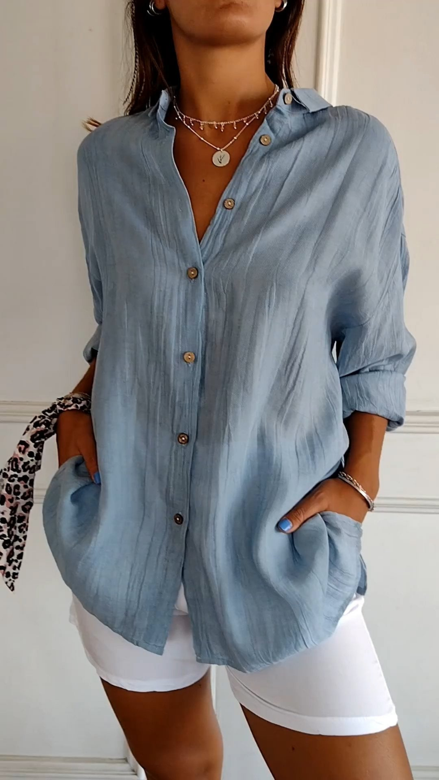 Bea | Women's Linen Oversized Button-Down Collared Shirt
