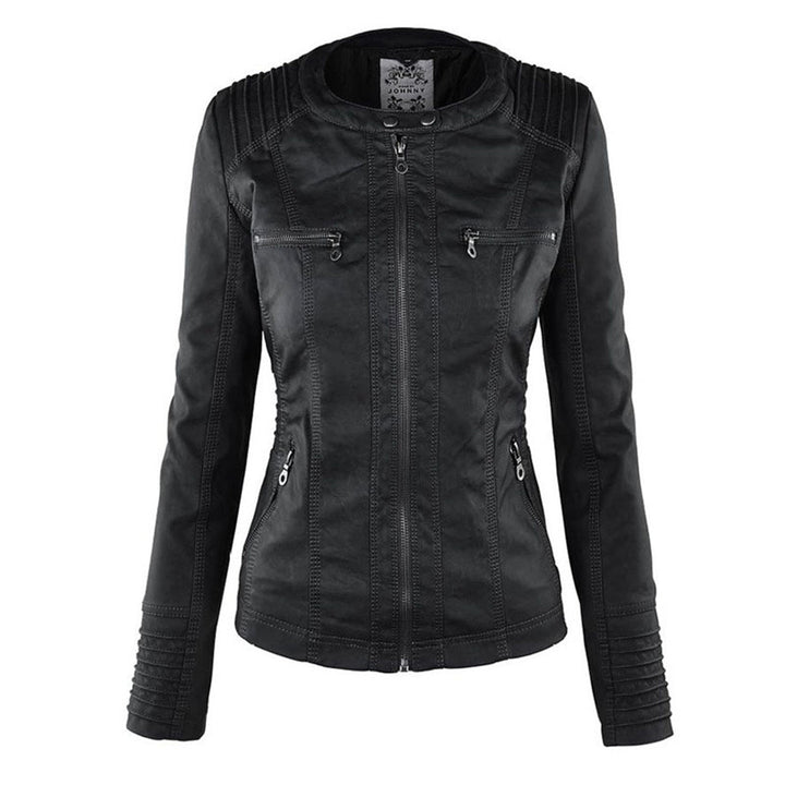 Monica | Hooded Faux Leather Biker Jacket