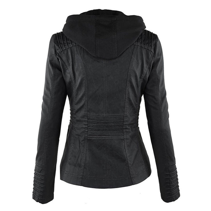 Monica | Hooded Faux Leather Biker Jacket