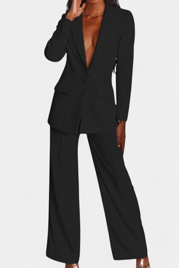 Marnie Blazer and High-Waisted Pants Ensemble