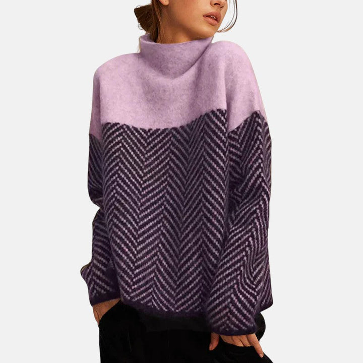 Morna | Chevron Knit Mock-Neck Sweater