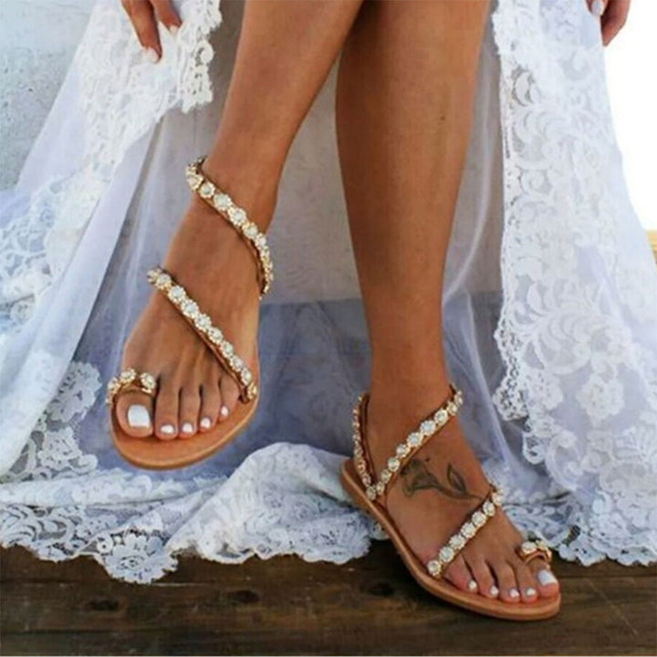 Dorien | Bohemian Sandals with Beads and Lace