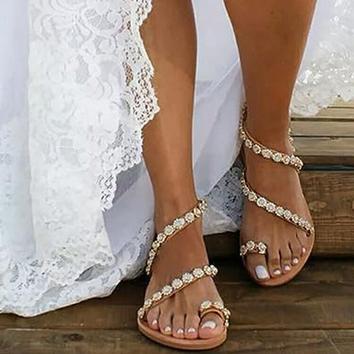 Dorien | Bohemian Sandals with Beads and Lace