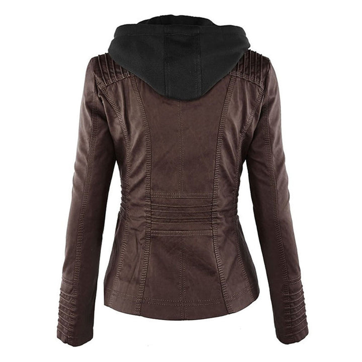 Monica | Hooded Faux Leather Biker Jacket