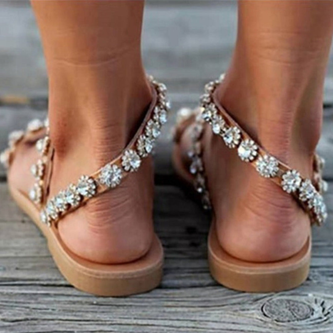 Dorien | Bohemian Sandals with Beads and Lace