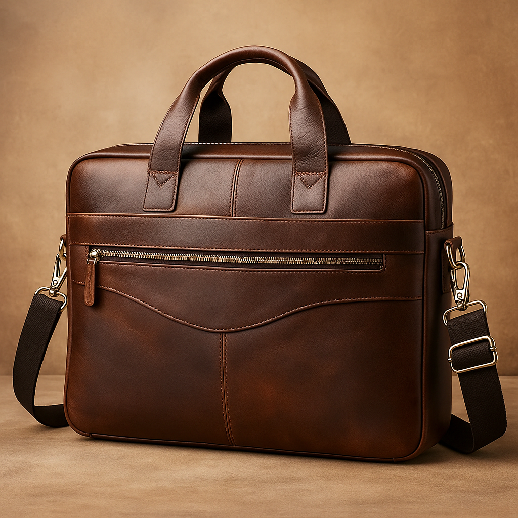 Tyler - Classic Leather Crossbody Briefcase