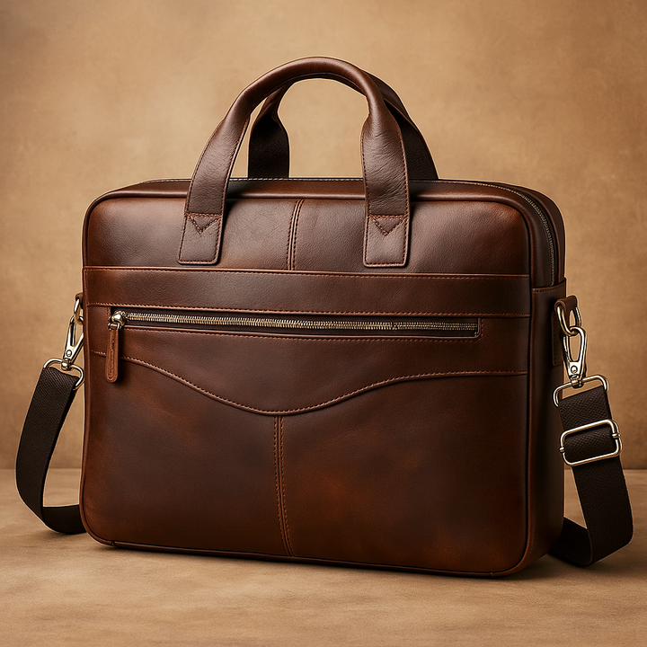 Tyler - Classic Leather Crossbody Briefcase