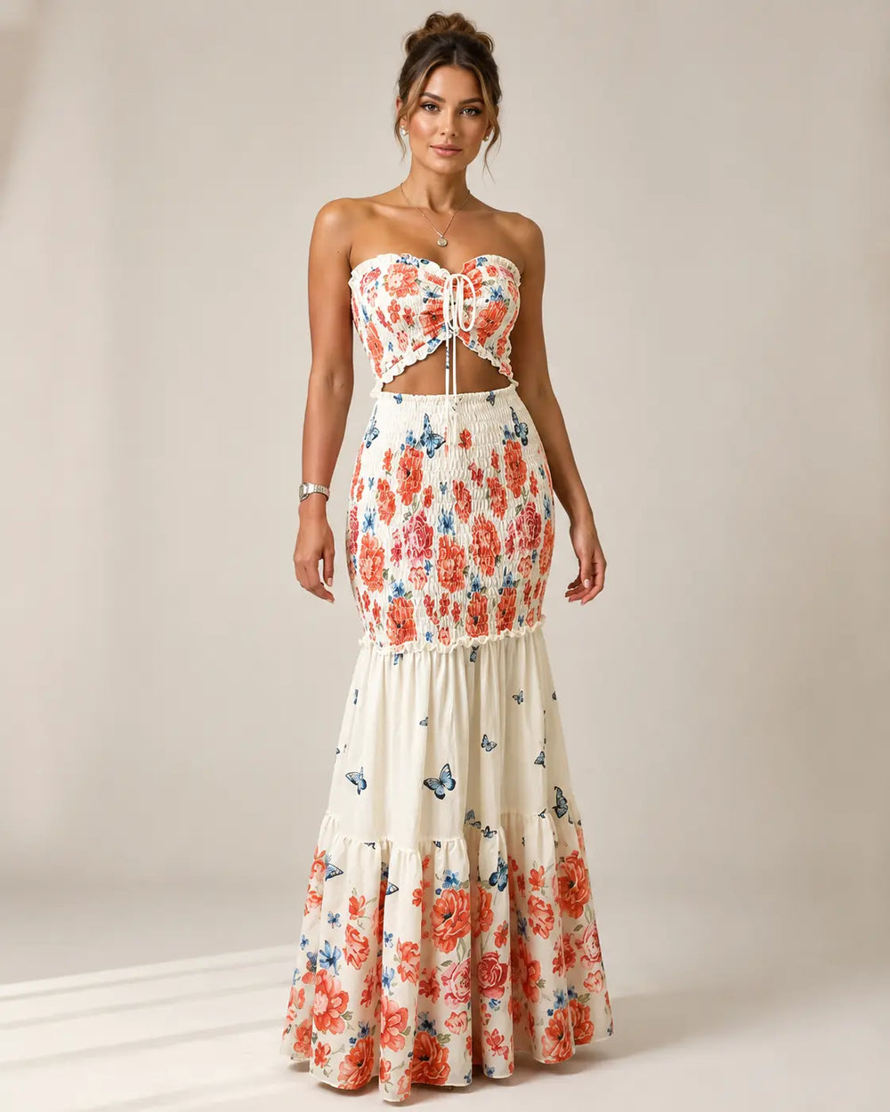 Alessia | Tropical Tie-Front Maxi Set